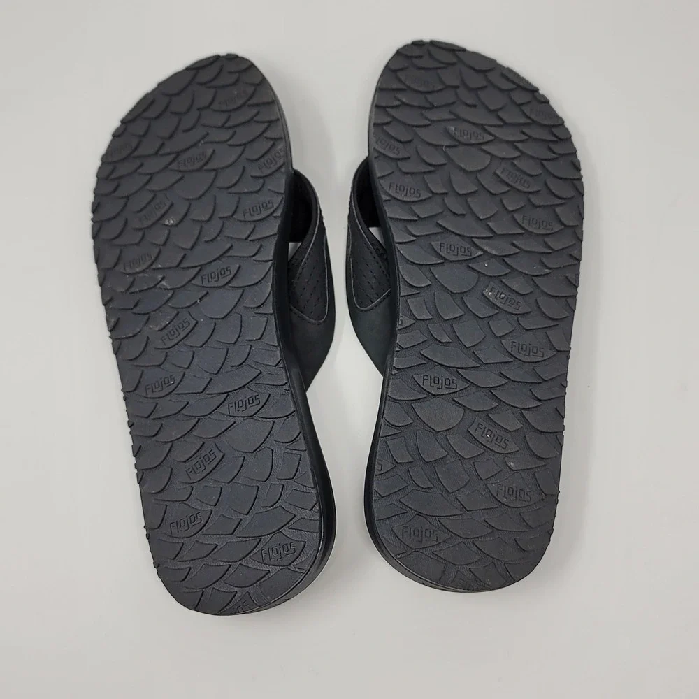 FloJos Flip Flops Sandals Black Artisan Memory Foam Mens Size 12 Slip on Comfort